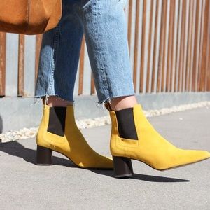 Zara yellow suede ankle boot